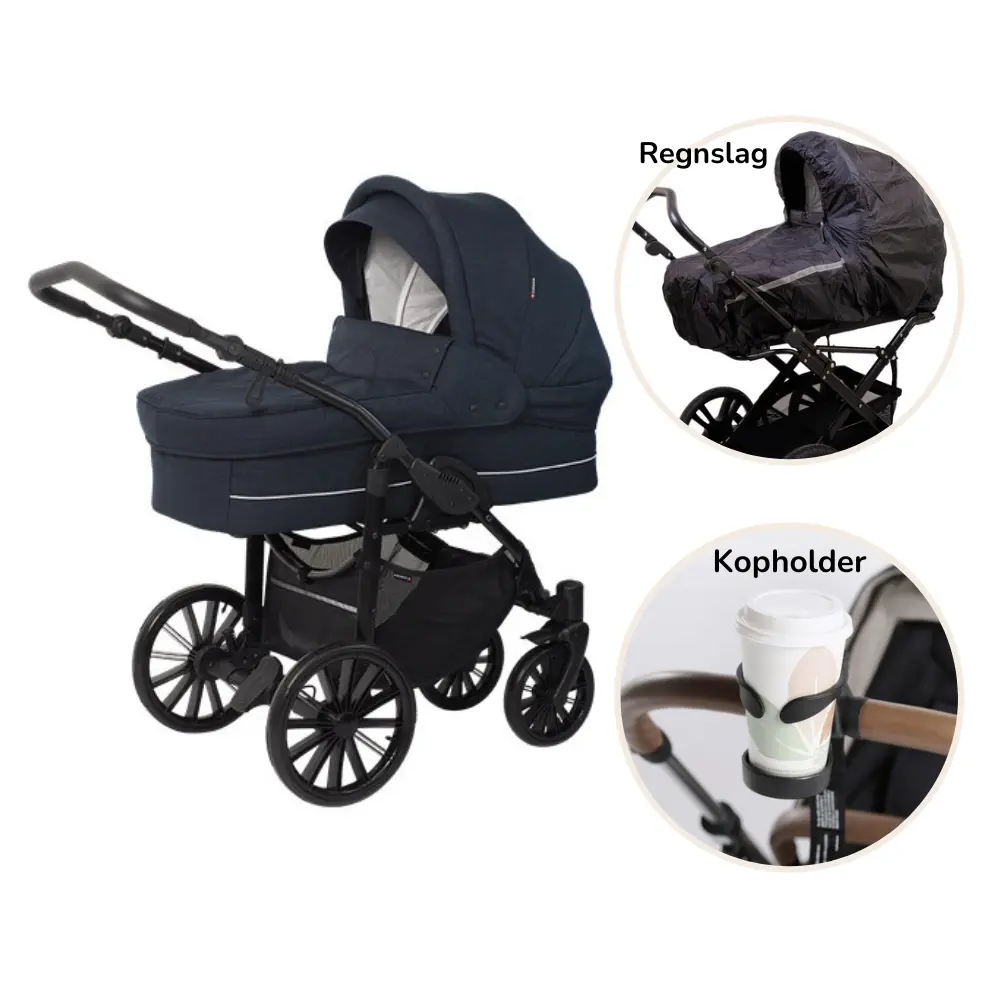 Nordic Lux Inkl Regnslag Kopholder Dusty Navy - Basson Barnevogne  - 5904906060531