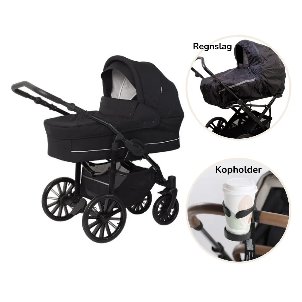 Sort Nordic Lux Inkl Regnslag Kopholder Dusty Black - Scandia Barnevogne  - 5904906060500