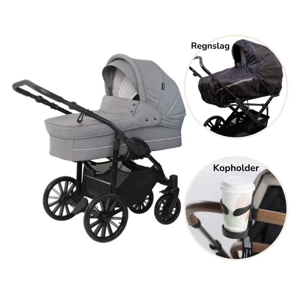 Nordic Lux Inkl Regnslag Kopholder Grey Melange - Scandia Barnevogne  - 5904906060494